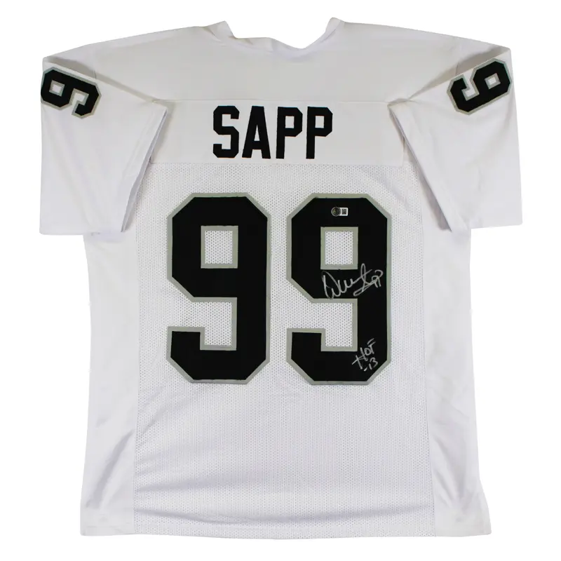 Warren Sapp "HOF 13" Authentic Signed White Pro Style Jersey BAS Witnessed