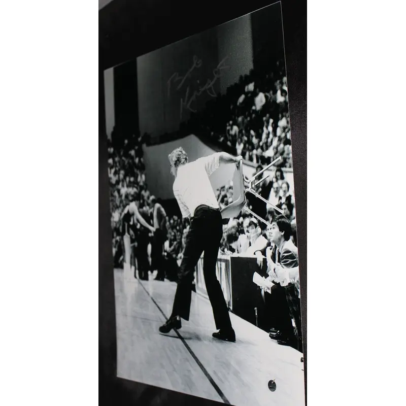 Bob Knight Autographed Chair Throw 11x17 Photo, Steiner COA