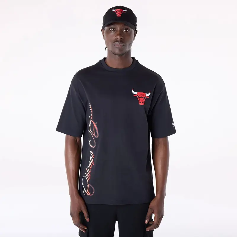 Chicago Bulls NBA Font Graphic Black T-Shirt