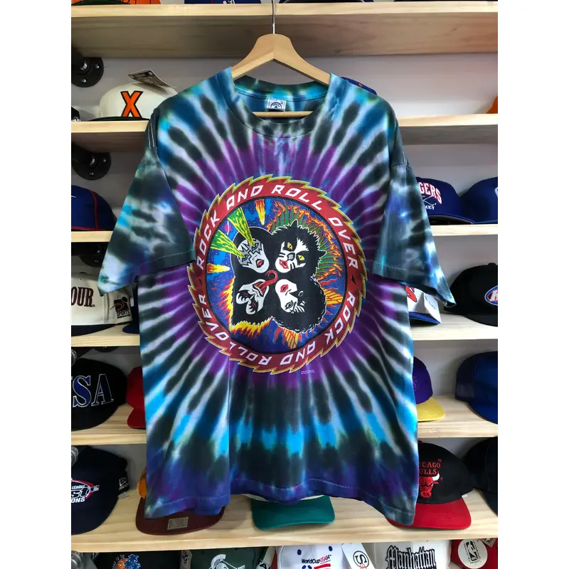 Vintage 1996 Kiss Rock And Roll Over Tour Tie Dye Tee Size XL