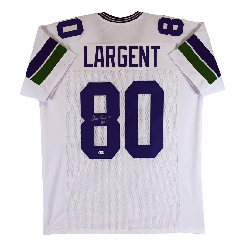 Steve Largent "HOF 95" Authentic Signed White Pro Style Jersey Autographed BAS