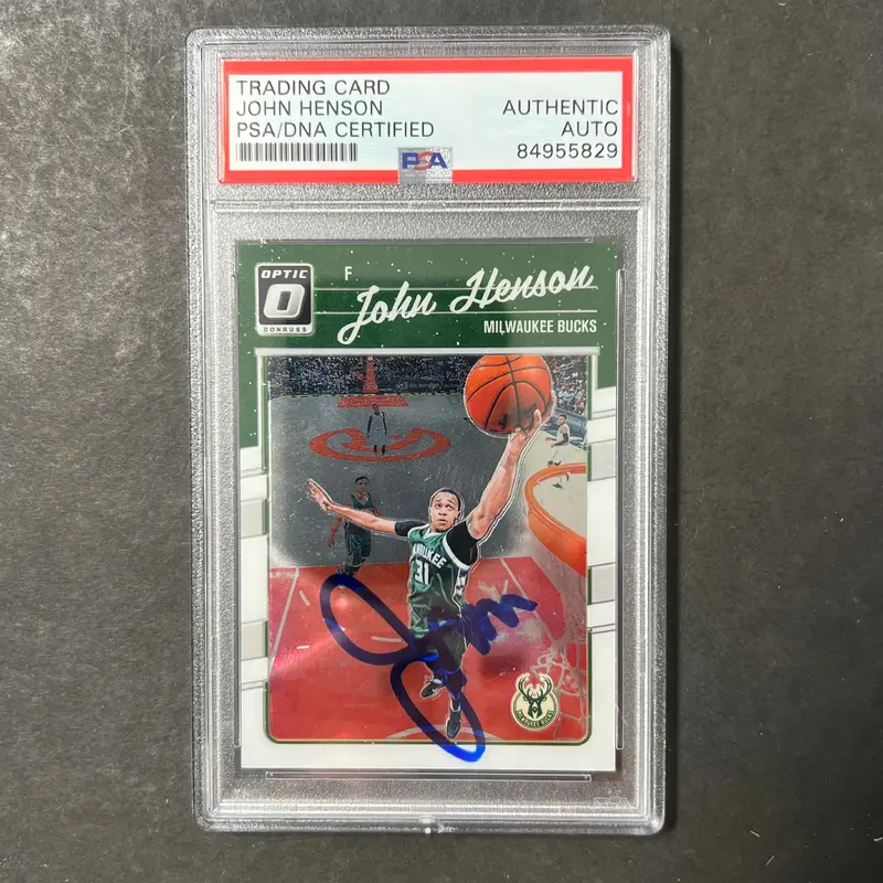 2016-17 Donruss #9 John Henson Signed Card AUTO PSA Slabbed