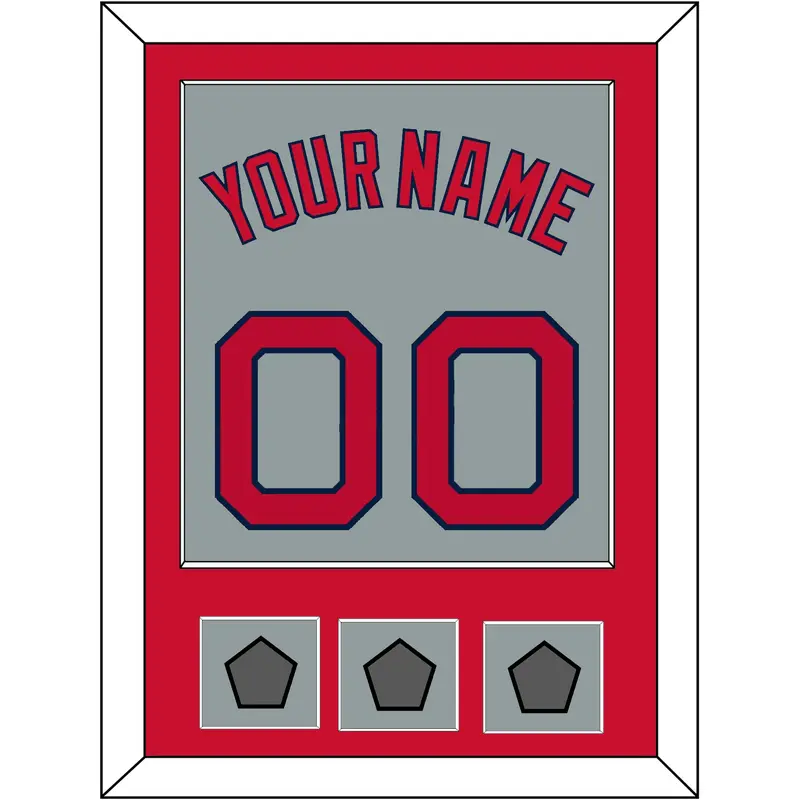Boston Name, Number & Three World Series Jersey Patches - Road Gray - Single Mat 2