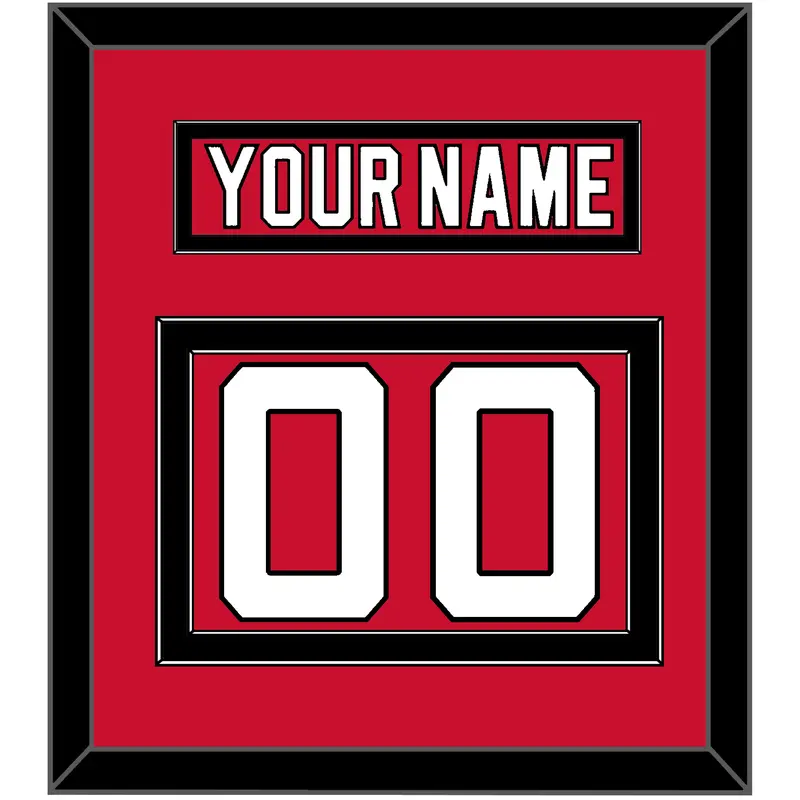 New Jersey Nameplate & Number (Back) - Home Red (2007-2017) - Double Mat 2