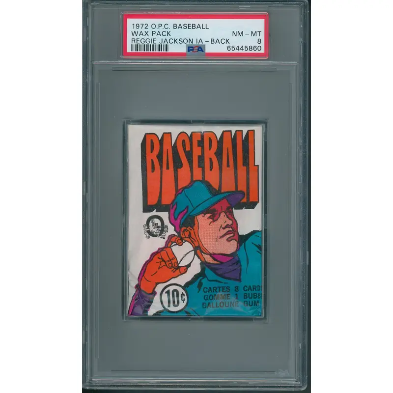 1972 OPC O-Pee-Chee Baseball Unopened Wax Pack PSA 8 Reggie Jackson IA Back *5860