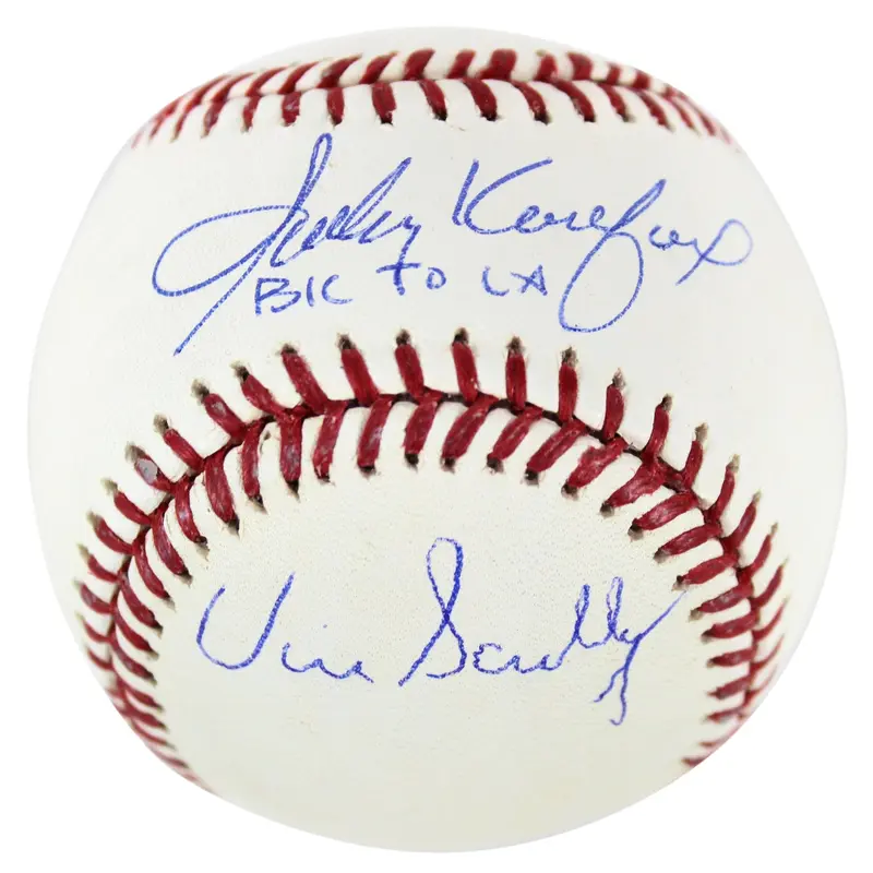 Dodgers Sandy Koufax & Vin Scully "Bk To LA" Signed OML Baseball BAS #I38240