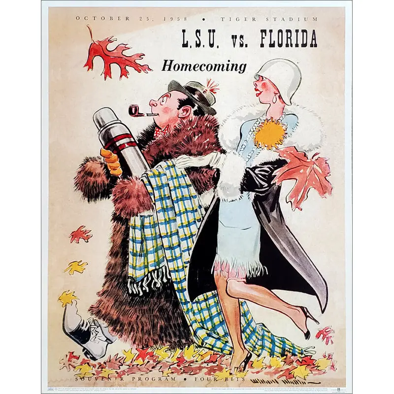 LSU Tigers Football "Homecoming '58" Vintage Program Cover Poster Print - Asgard Press