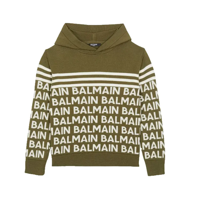 BALMAIN KNIT HOODIE ALLOVER BEIGE BT9P10 119AV