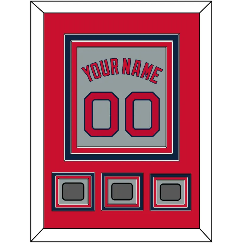 Boston Name, Number & Three World Series Champions Patches - Road Gray - Triple Mat 2
