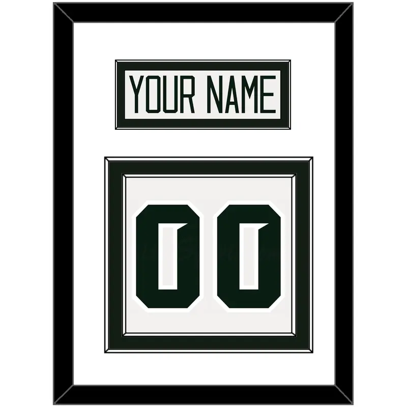 Michigan State Hockey Nameplate & Number (Back) - Home White - Double Mat 1