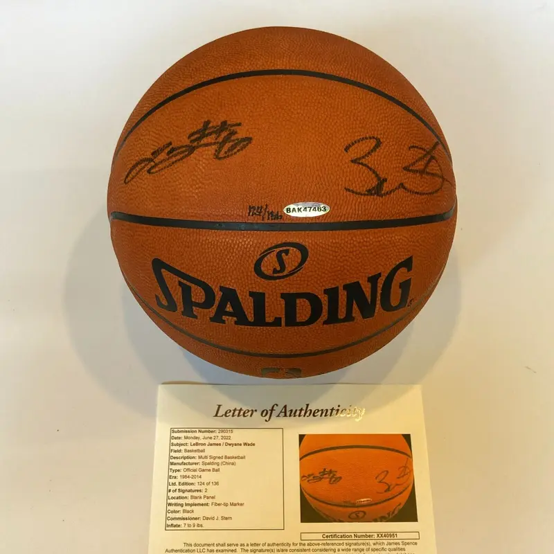 Lebron James & Dwyane Wade Signed NBA Official Game Basketball UDA & JSA COA