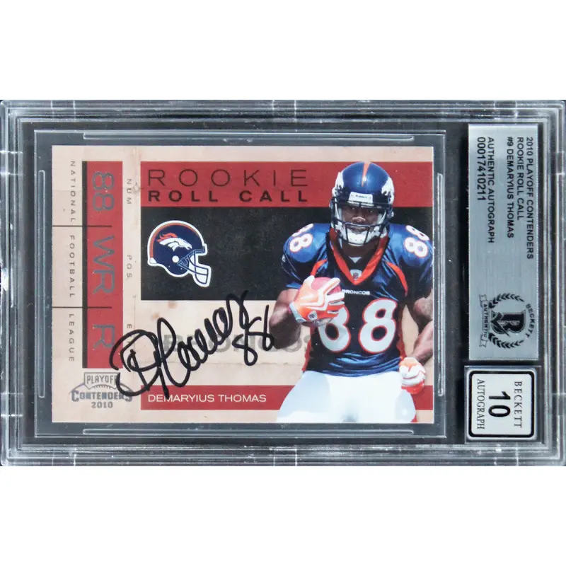 Broncos Demaryius Thomas Signed 2010 Playoff RRC #9 Card Auto 10! BAS Slabbed
