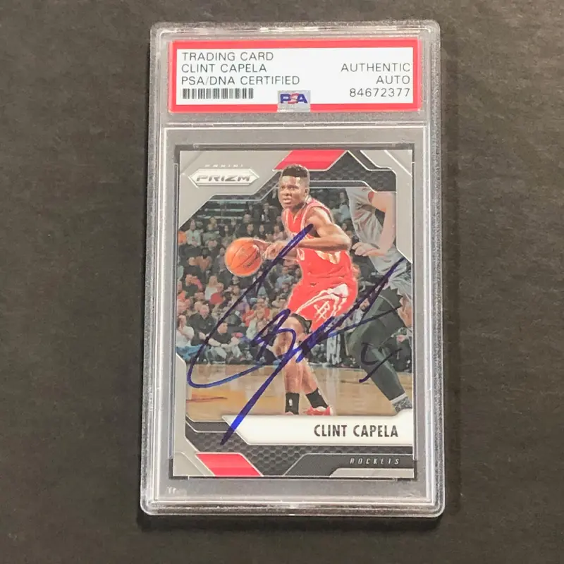 2016-17 Panini Prizm #230 Clint Capela Signed Card AUTO PSA/DNA Slabbed Rockets