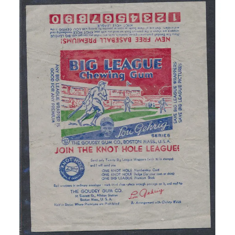 1934 Goudey Baseball Wrapper