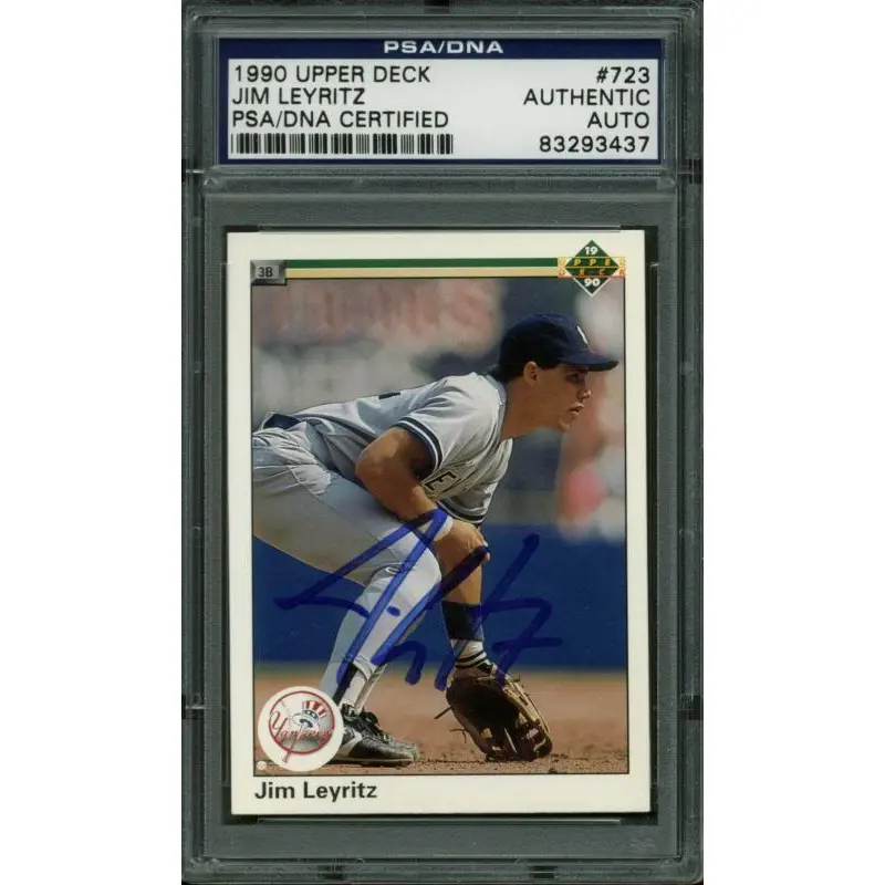 Yankees Jim Leyritz Authentic Signed Card 1990 Upper Deck #723 PSA/DNA Slabbed