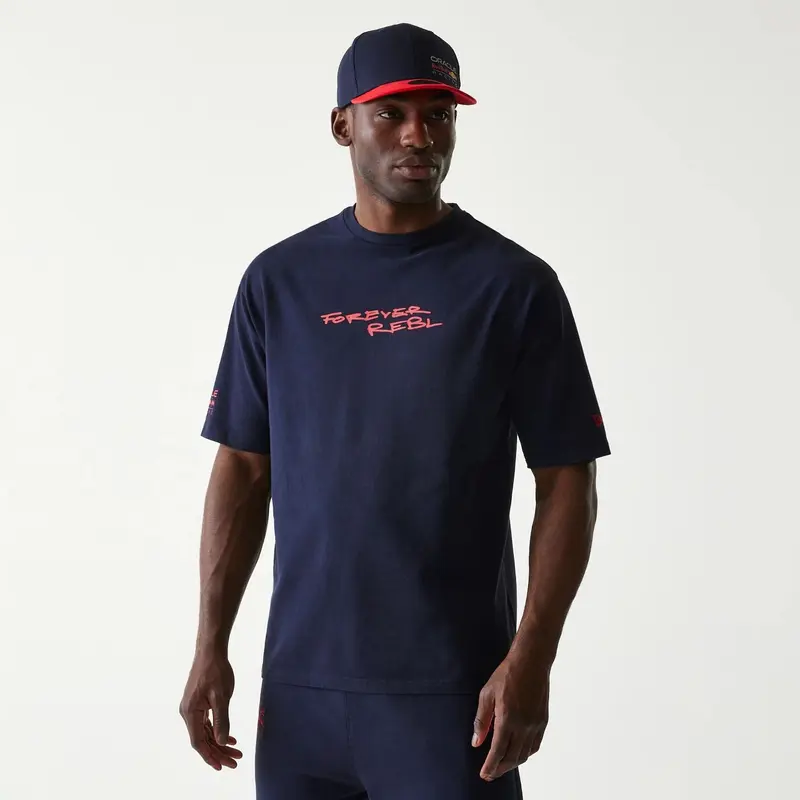 Red Bull Racing Back Graphic Dark Blue Oversized T-Shirt