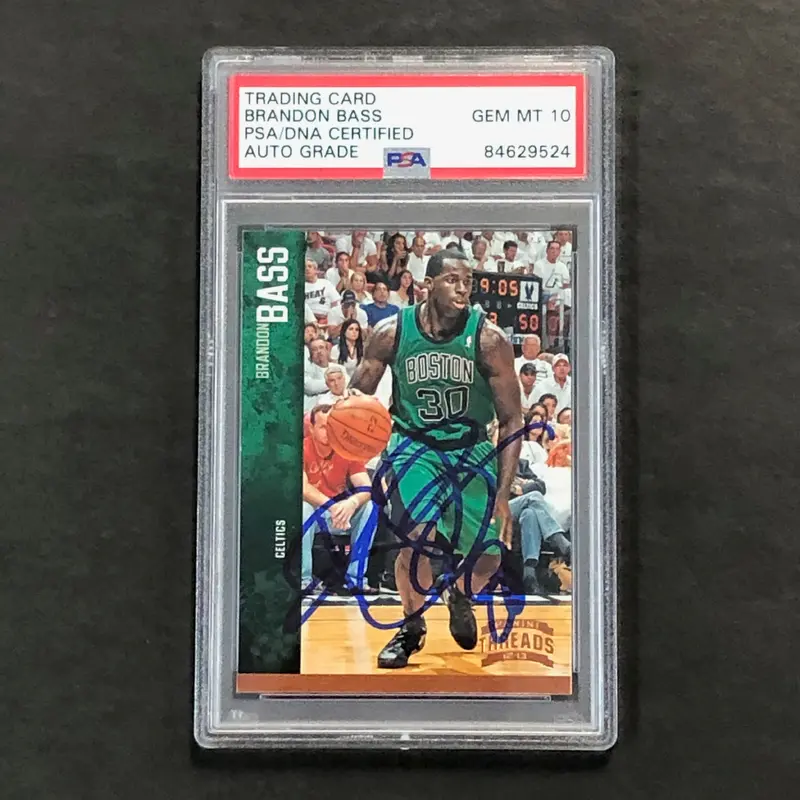 2012-13 Panini Threads #11 Brandon Bass Signed Card AUTO PSA Slabbed Celtics