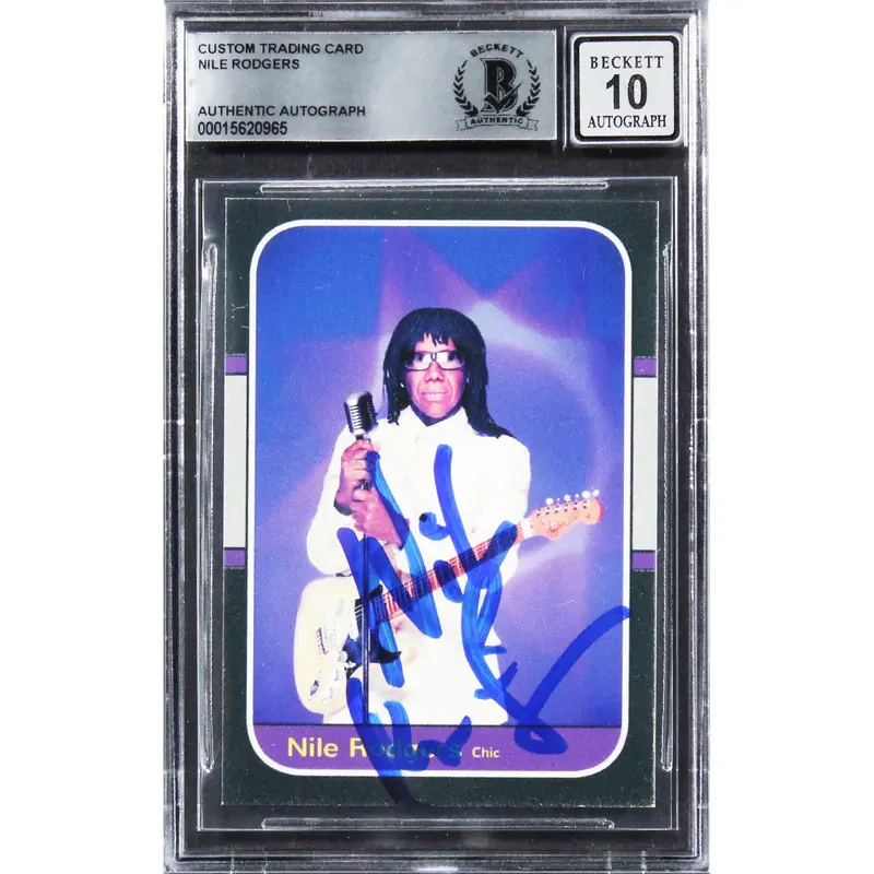 Nile Rodgers Chic Authentic Signed Custom Trading Card Auto 10! BAS Slabbed