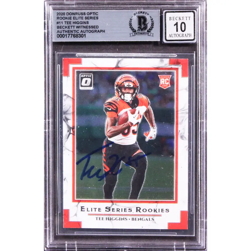 Tee Higgins Signed 2020 Donruss Optic Rookie Elite Series #11 Card 10! BAS Slab