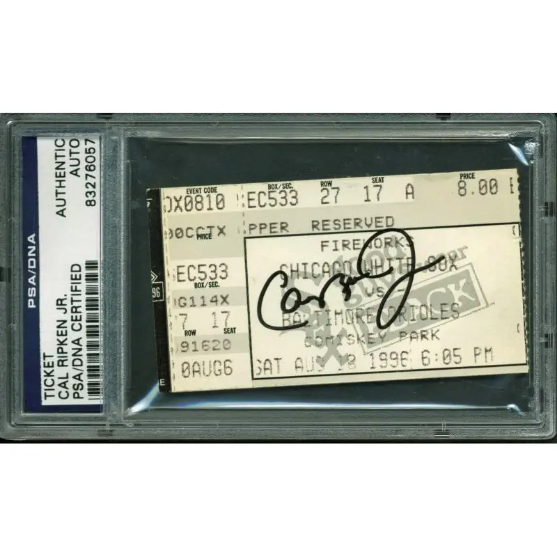 Orioles Cal Ripken Jr. Authentic Signed 1996 Game Ticket PSA Slabbed #83276057