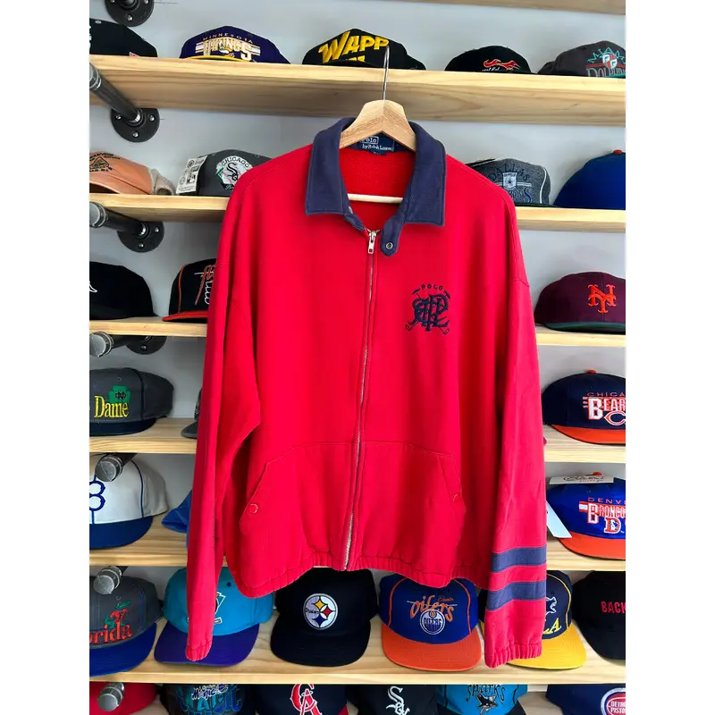 Vintage Polo Ralph Lauren Scribble Full Zip Collard Sweatshirt Large