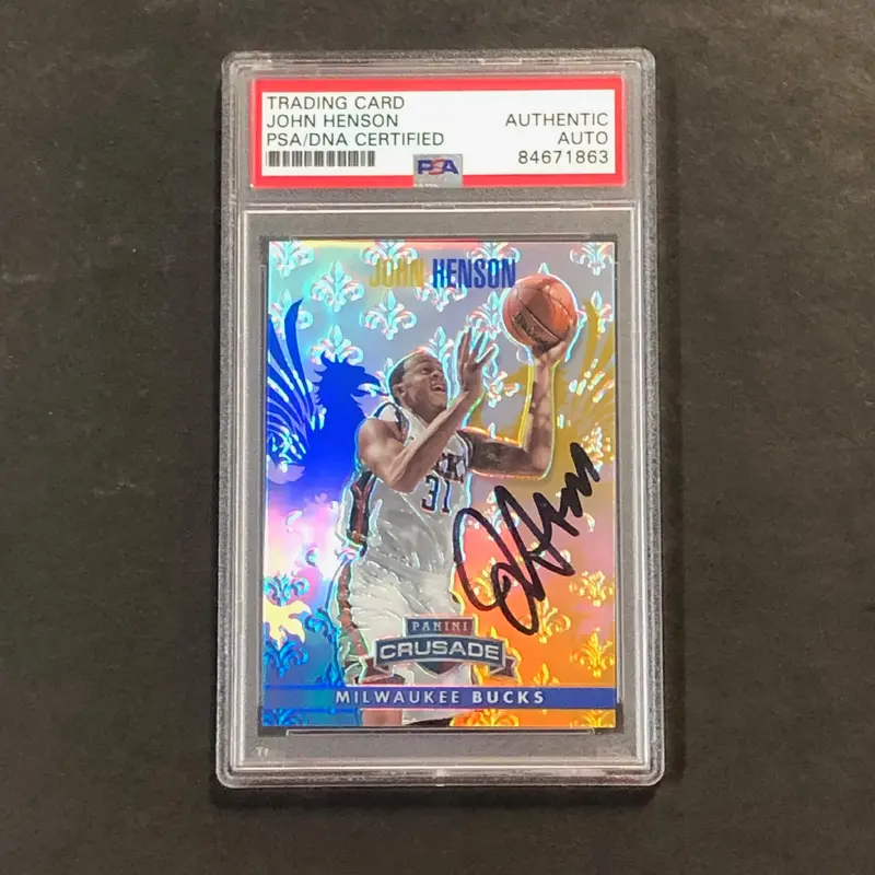 2013-14 Panini Crusade #117 John Henson Signed Card AUTO PSA Slabbed Bucks