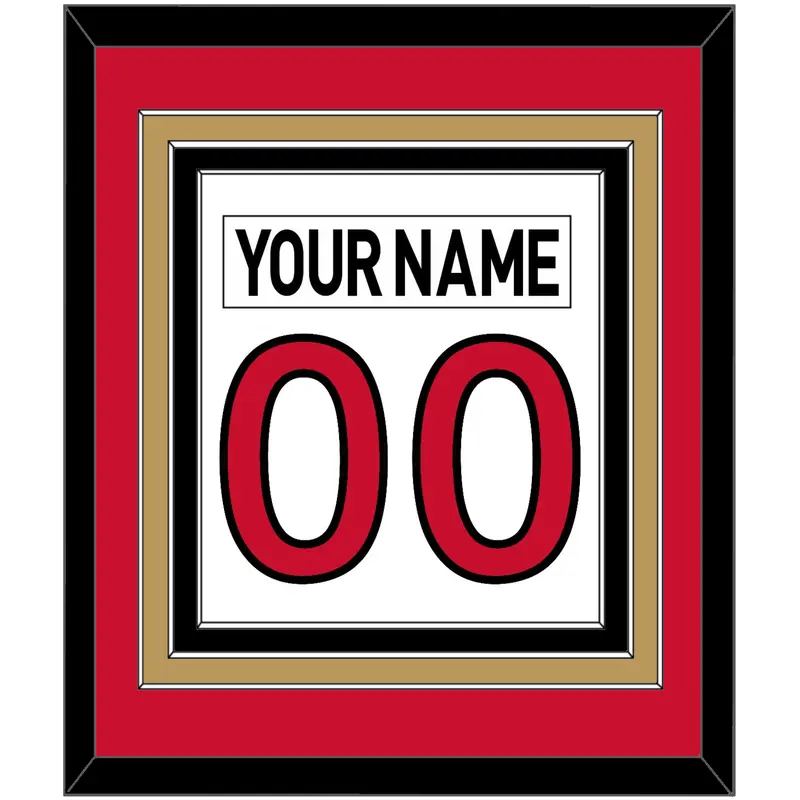 Ottawa Nameplate & Number (Back) Combined - Road White (2007-2017) - Triple Mat 3