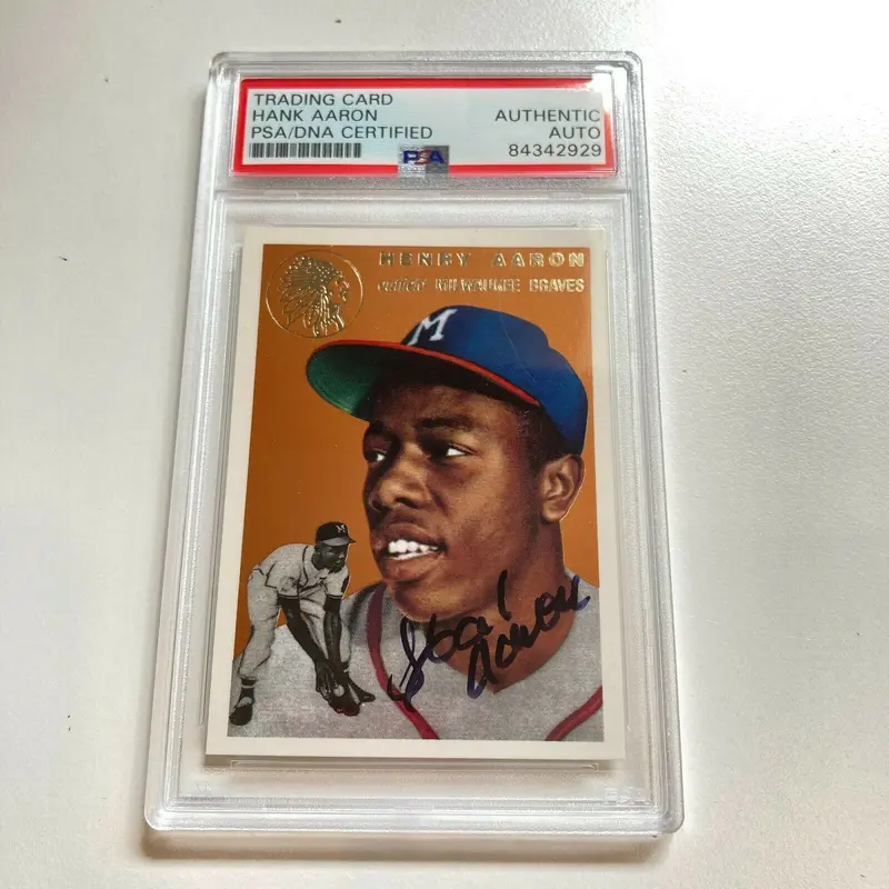 1954 Topps Hank Aaron Signed Rookie RP Baseball Card PSA DNA COA