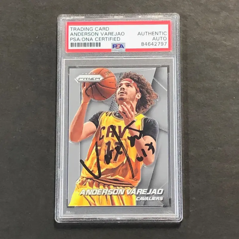 2014-15 Panini Prizm #57 Anderson Varejao Signed Card AUTO PSA Slabbed Cavaliers