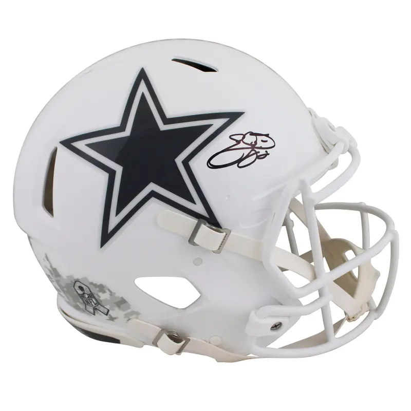 Cowboys Emmitt Smith Signed Salute To Service III F/S Speed Proline Helmet BAS W