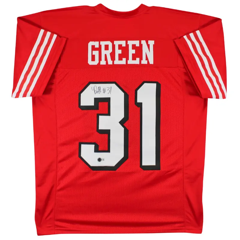Renardo Green Authentic Signed Red Pro Style Jersey w/ Dropshadow BAS Witnessed