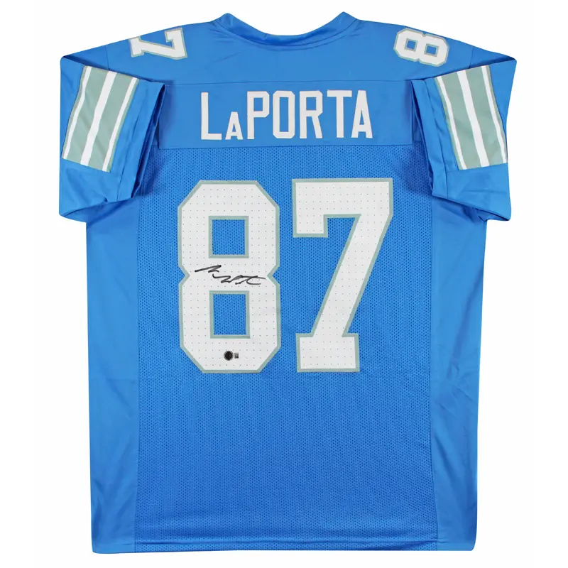 Sam Laporta Authentic Signed Blue Pro Style Jersey Autographed BAS Witnessed 1