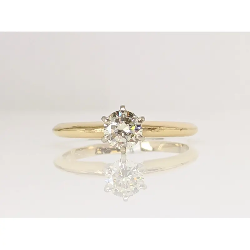 14K .40 CARAT TOTAL SI2 M DIAMOND ROUND 6-PRONG ESTATE SOLITAIRE RING 2.0 GRAMS
