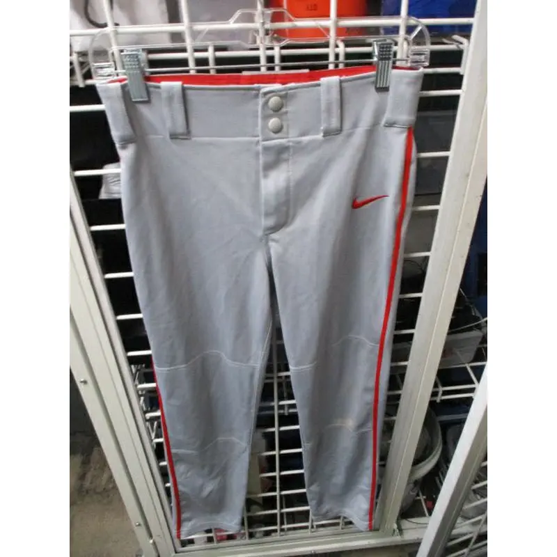 Used Nike Grey Open Bottom w Red Piping Pants Youth Size Large