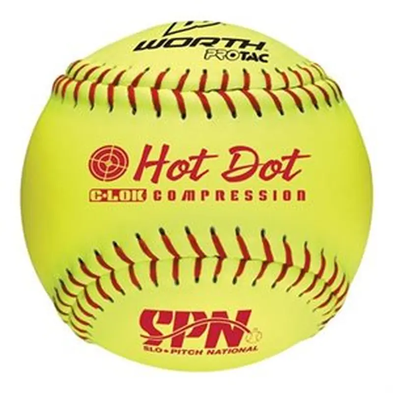SPN Hot Dot 12" (.52) COR / 275 lbs Slo-Pitch Ball - Dozen