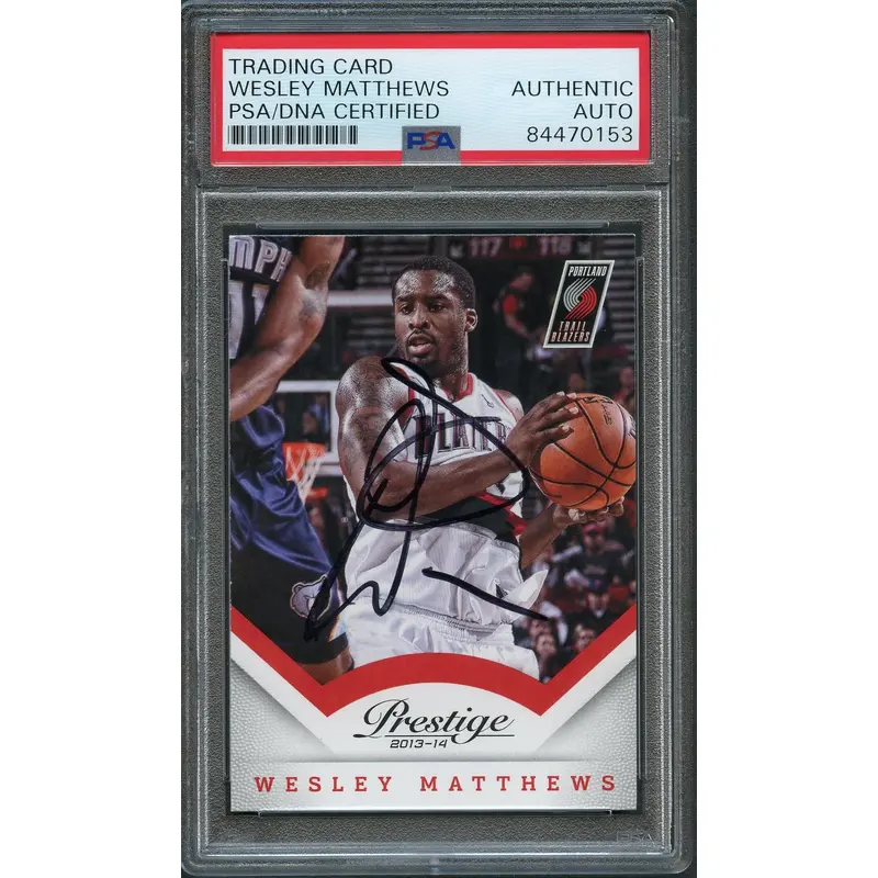 2013-14 Panini Prestige #24 Wesley Matthews Signed Card AUTO PSA Slabbed