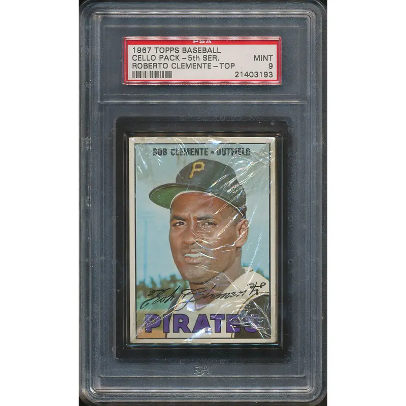 1967 Topps Baseball Unopened Cello Pack PSA 9 Clemente Top