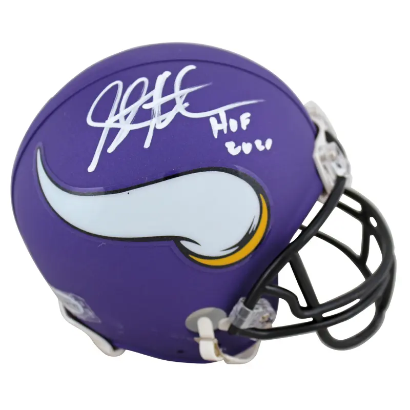 Vikings Steve Hutchinson "HOF 2020" Signed Purple Rep Mini Helmet BAS