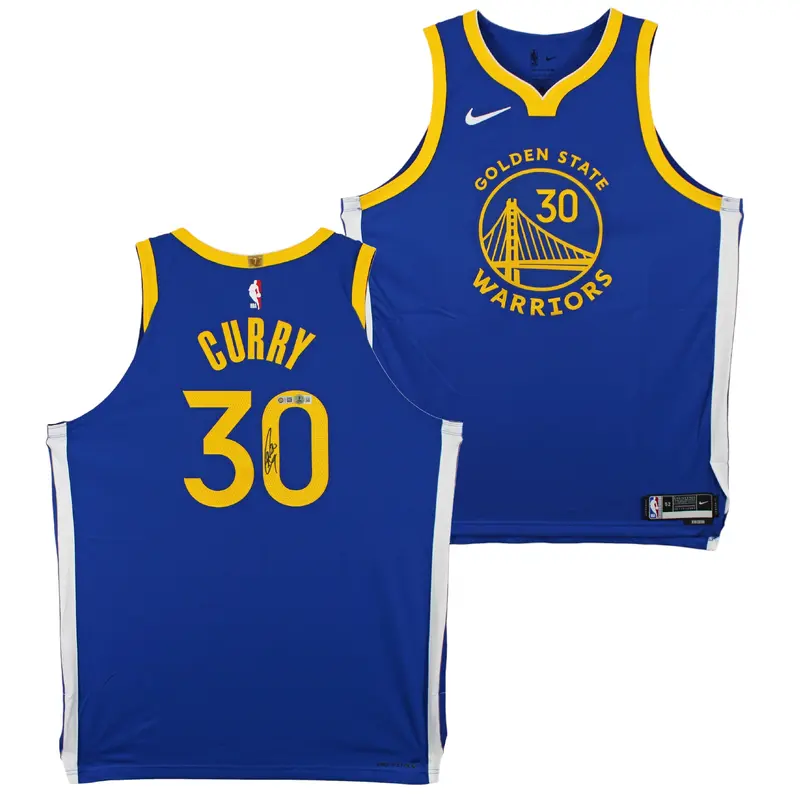 Warriors Stephen Curry Signed Blue Nike Icon Edition Authentic Jersey BAS Wit