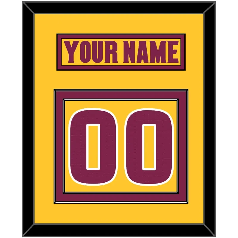 Arizona State Hockey Nameplate & Number (Back) - Heritage Gold (2019-2024) - Double Mat 2