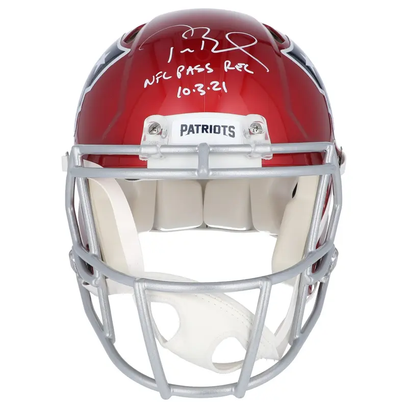 Tom Brady  NFL Pass Record  10/3/21 Signed New England Patriots Helmet Fanatics