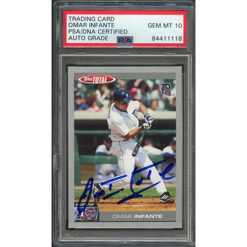 2004 Topps Total #171 Omar Infante Signed Card PSA Slabbed Auto 10 Tigers
