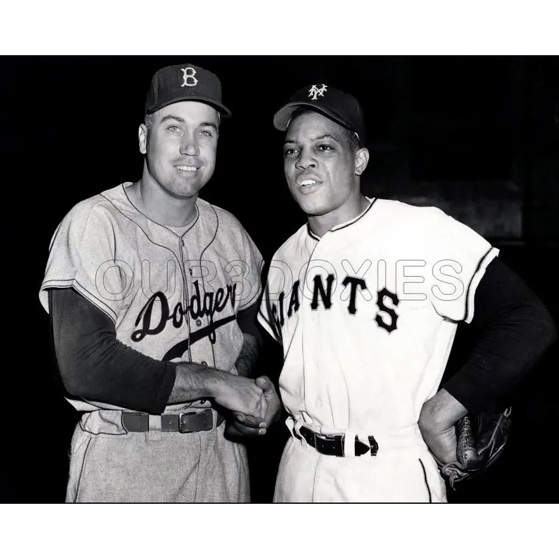 Willie Mays Duke Snider 8X10 Photo - 1954 Dodgers Giants - 2060