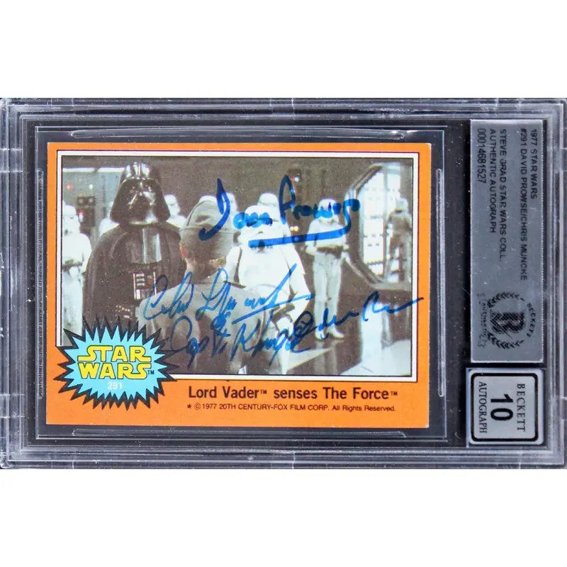 David Prowse & Chris Munke Authentic Signed 1977 Star Wars #291 Card BAS Slabbed