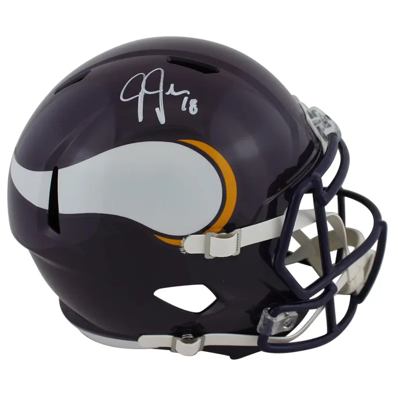 Vikings Justin Jefferson Signed 83-01 TB Full Size Speed Rep Helmet BAS Witness