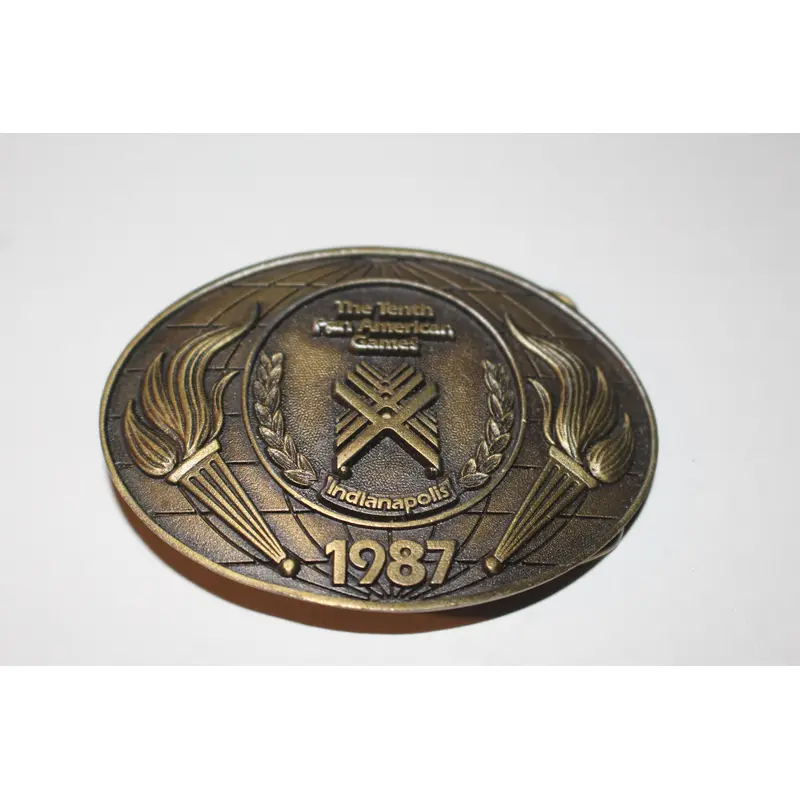1987 Indianapois Pan Am Games Brass Belt Buckle