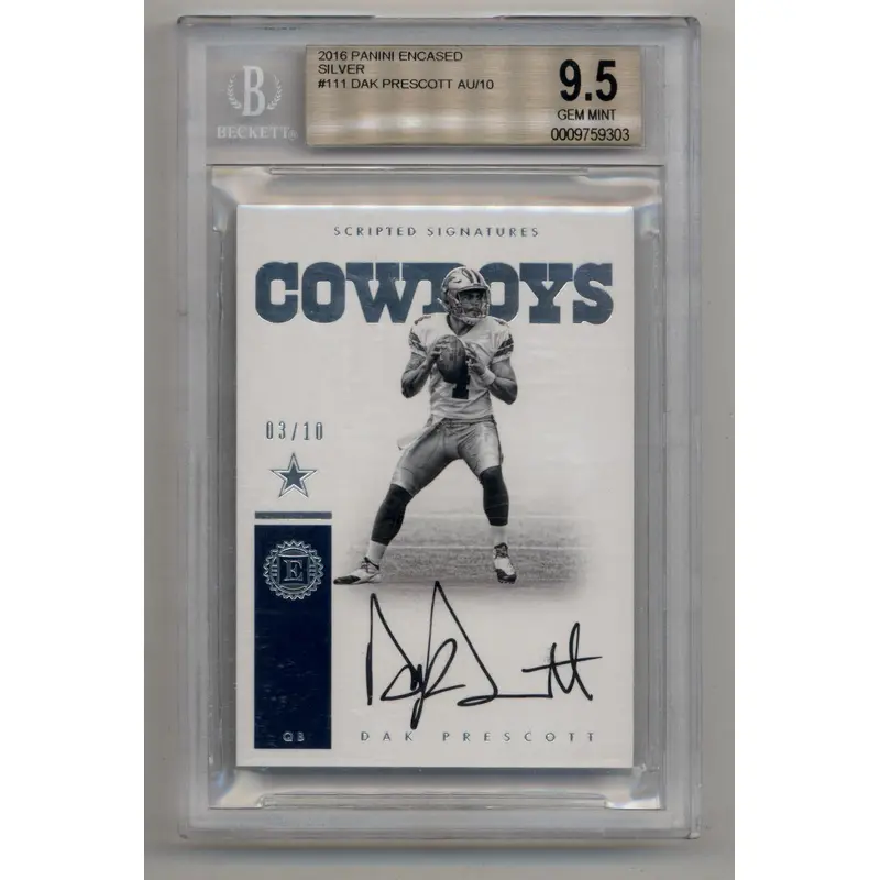 Dak Prescott 2016 Encased Silver Auto #111 BGS 9.5 Gem Mint Auto 10