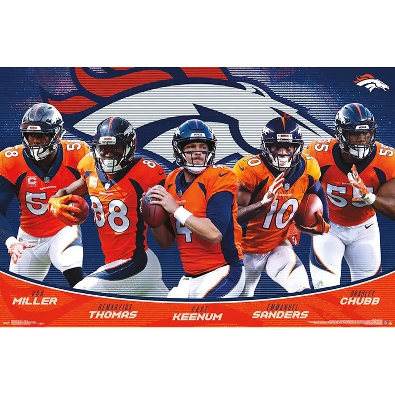 Denver Broncos "Fantastic Five" Poster (2018) - Von Miller, Thomas, Keenum, Sanders, Chubb