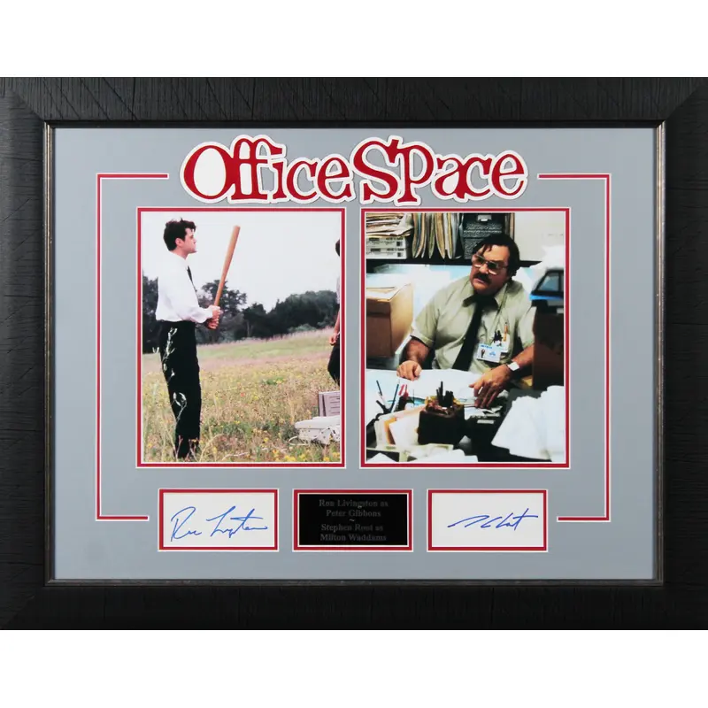 Ron Livingston & Stephen Root Office Space Signed Framed Display BAS #AD04900