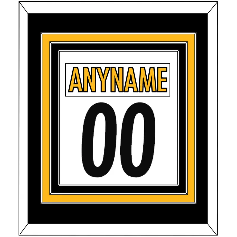 Pittsburgh Nameplate & Number (Back) Combined - Road White - Triple Mat 3